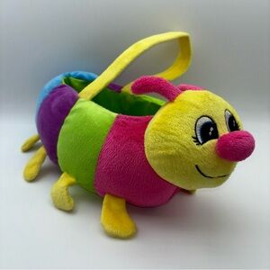 Dan Dee Stuffed Caterpillar Basket / Storage Plush Green Blue Pink - Easter